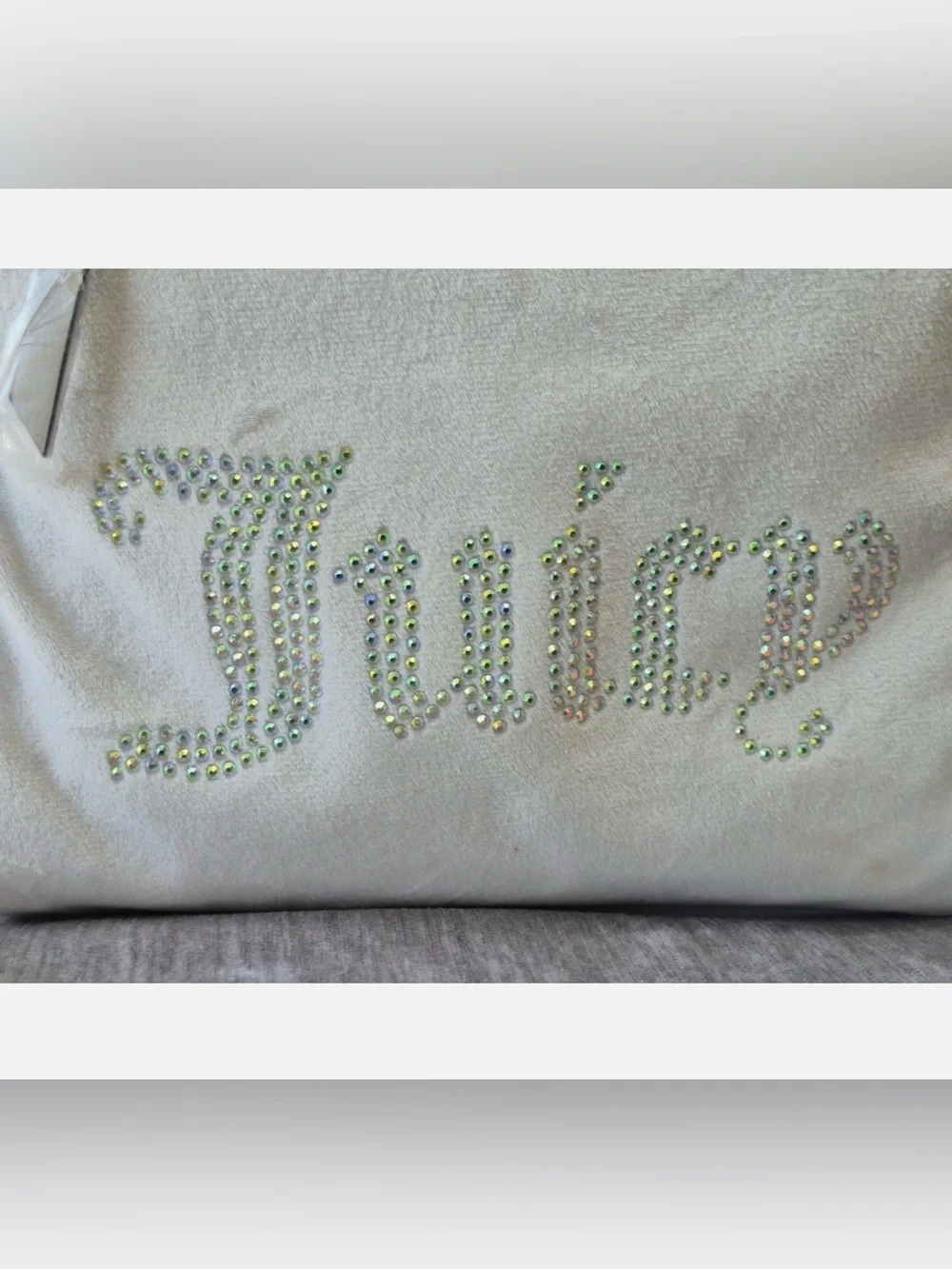 Juicy Couture Angel Big Spender Backpack Ivory Velvet  Bling Logo  Y2K Glam